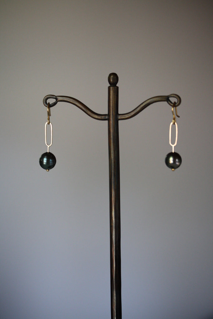 Tahitian black pearl earrings