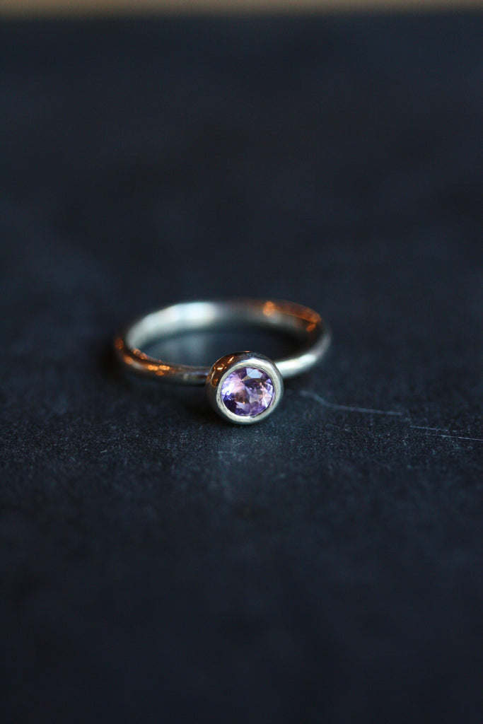Amethyst on sterling silver ring
